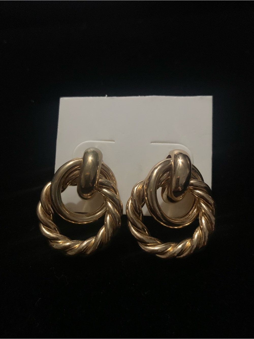Elegant GoldTone Twisted Hoop Drop Earrings for Women with Sterling Silver Posts
